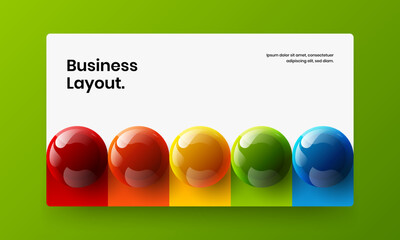 Unique cover design vector concept. Original realistic balls site illustration.