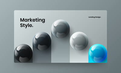 Abstract presentation vector design layout. Creative realistic balls landing page template.