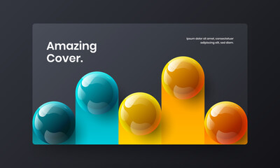Unique realistic balls leaflet layout. Multicolored company identity design vector template.