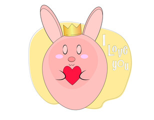 Bunny with text – “I love you”, design template vector illustration