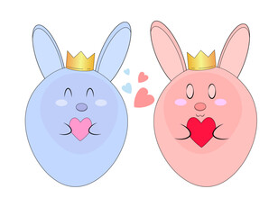 Cute rabbits, graphic design template vector illustration