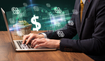 business hand working in stock market