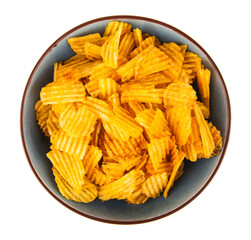 Chips in a plate isolated on a white background.