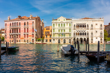 Venice architecture on Grand canal with Ca D'Oro palace, Italy