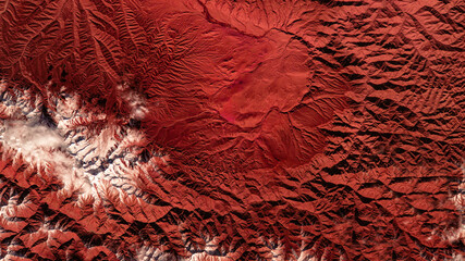 Aerial view mountain texture landscape. Mountain surface landscape background. Top view of Earth texture natural patterns. Elements of this image furnished by NASA