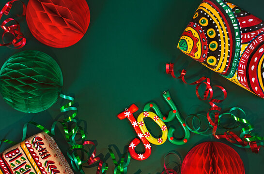 Happy Kwanzaa background with gifts in boxes wrapped in hand-painted paper