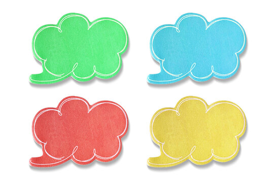 Empty colored speech bubbles on white background