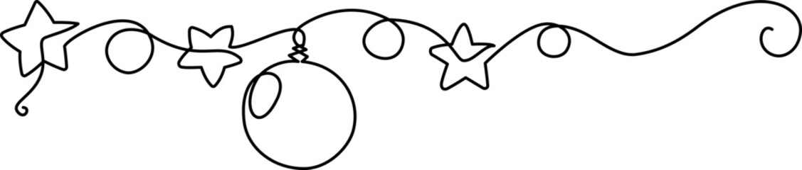 Merry Christmas decoration Continuous one line art