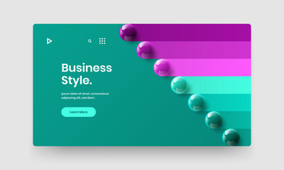 Clean 3D balls catalog cover layout. Modern front page design vector concept.