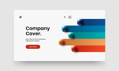 Original horizontal cover design vector template. Colorful realistic spheres web banner illustration.