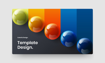 Trendy journal cover design vector illustration. Isolated realistic spheres site template.