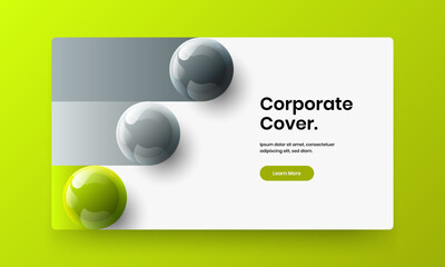 Creative placard vector design template. Geometric 3D spheres journal cover illustration.