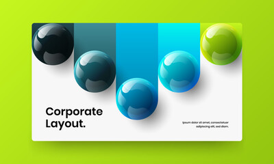 Creative realistic spheres flyer illustration. Vivid annual report design vector concept.