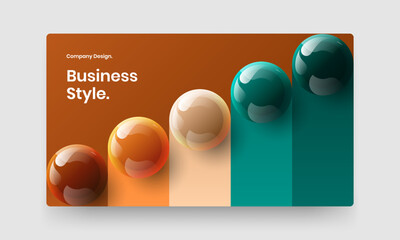 Clean 3D spheres brochure layout. Premium journal cover design vector illustration.