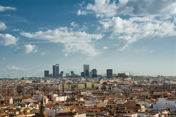 Panorama with the skyline of Madrid Spanish capital