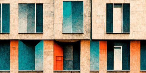 Facade of a modern urban country house. Exterior of modern house object. 
