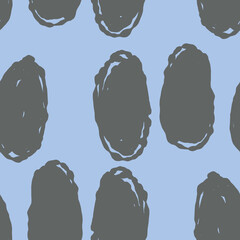 Abstract grey blots on the blue background, seamless pattern.