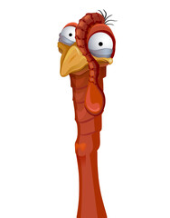 Cartoon image of a portrait of a funny cartoon turkey traditional Thanksgiving food