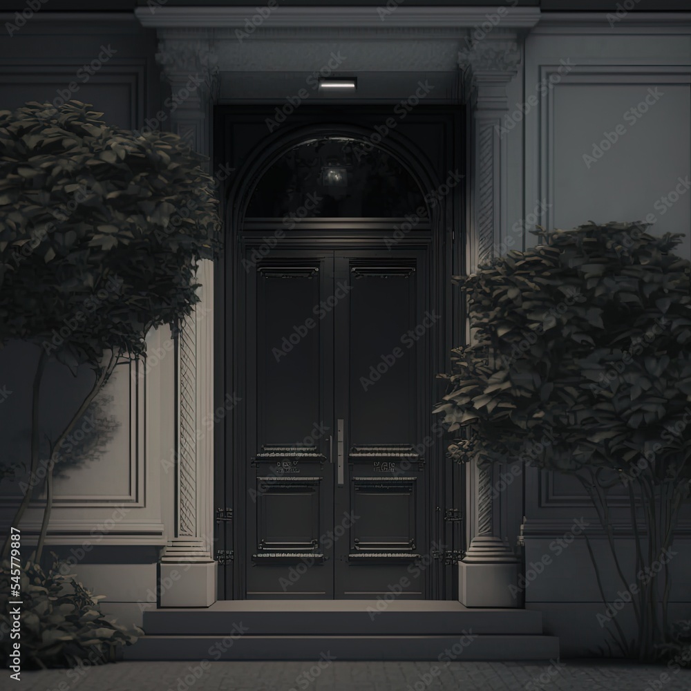 Poster modern monochrome architectural element of the building facade. 3d rendering of a city house with a 
