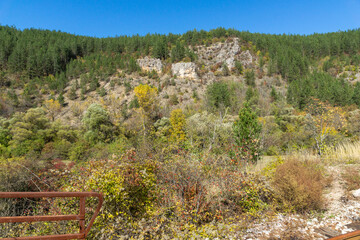 Fototapeta na wymiar Autumn view of Nishava river gorge, Bulgaria
