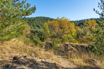 Autumn view of Nishava river gorge, Bulgaria