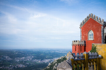 View of Sintra city from Palacio da Pena, Portugal.