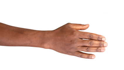  Man stretching hand to handshake isolated on a white background. Male hand ready for handshaking