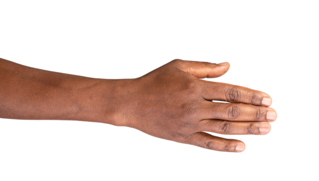 Man stretching hand to handshake isolated on a white background. Male hand ready for handshaking - Powered by Adobe