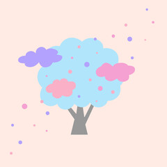 Vector illustration in pastel colors. Winter tree simple element