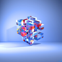 Beautiful translucent blue cubes at randomul translucent blue cubes at random