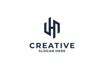 Obraz premium Abstract letter H logo design with creative Hexagon shape.