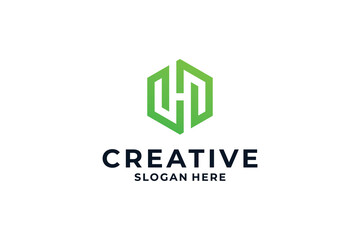 Abstract letter H logo design with creative Hexagon shape.