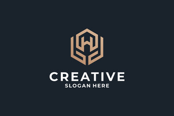 Fototapeta premium Letter H logo design combine with creative Hexagon shape.