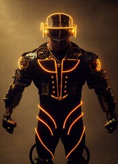 Fetish portrait. Male bodybuilder in latex and mask.