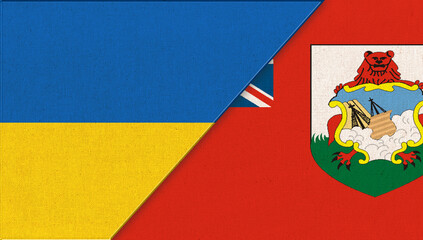 Flag of Ukraine and Bermudas. National Symbols of Ukraine and Bermudas