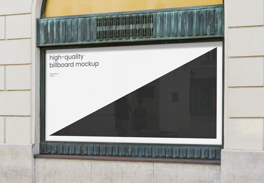 Window Wall Outdoor Advertising Poster Mockup