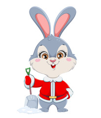 Cute cartoon rabbit. Merry Xmas and Happy New year - 545787888