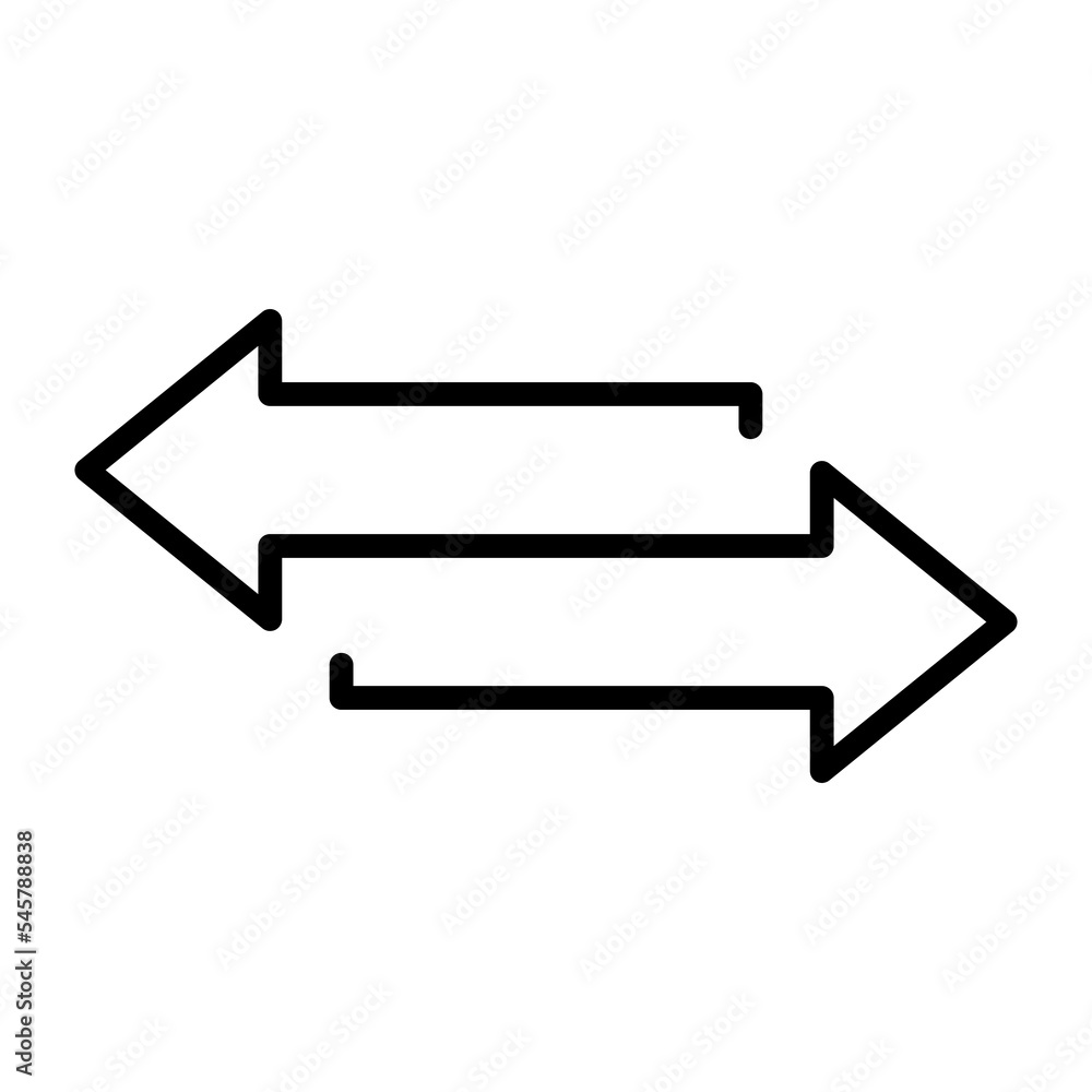 Poster right and left linear arrows. vector arrows set. black outline arrows. vector illustration.