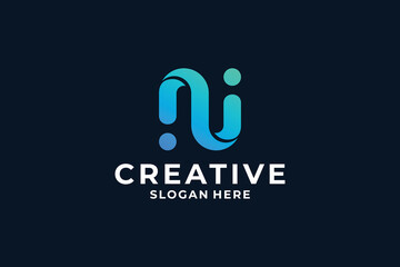 Modern concept letter N logo design with creative gradient color.