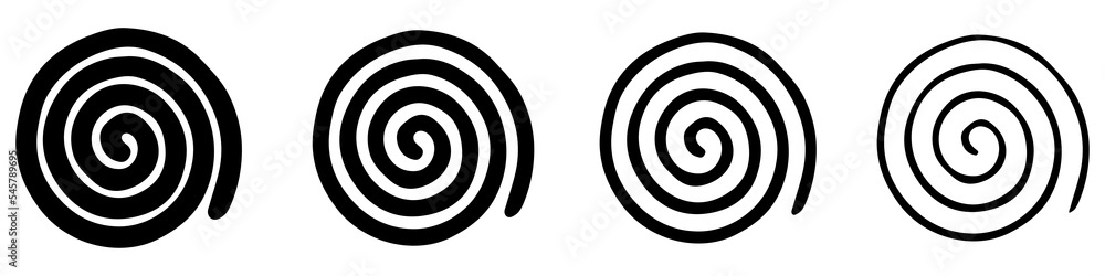 Wall mural twisted swirl elements. set of simple spirals. abstract graphic elements. vector illustration