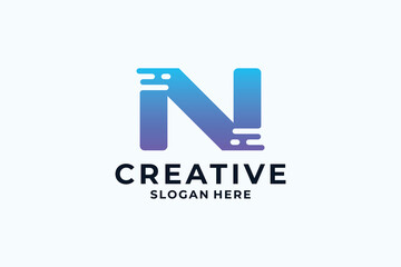 Letter N logo design with creative combination.