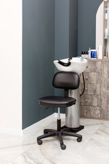 Hairdresser's workplace. Modern beauty salon. Hair salon interior business.