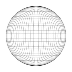 Planet Earth globe grid of meridians and parallels, or latitude and longitude. 3D vector illustration
