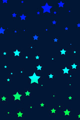 Illustration with gradient stars on a dark background.