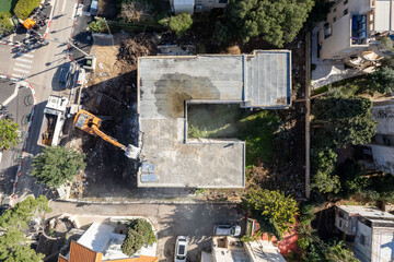 Demolition of a building for new construction.