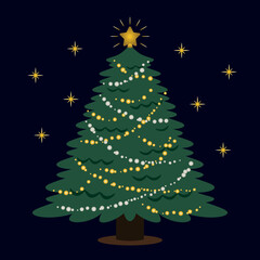 夜のクリスマスツリー