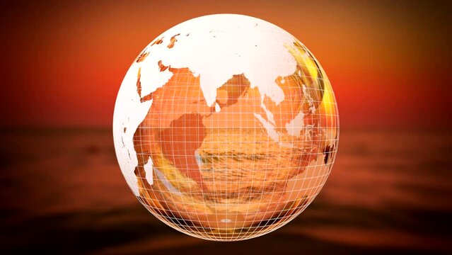3D 4k rotating Earth, sunset sky in background. Elements of this image furnished by NASA