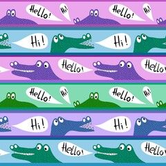 Cartoon animals seamless crocodile dragon dinosaur monsters pattern for wrapping paper and fabrics and kids