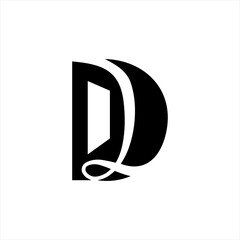 Abstract letter D vector logo design with door and crescent moon.