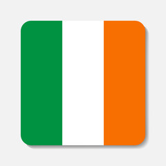 Flag of Ireland flat icon. Square vector element with shadow underneath. Best for mobile apps, UI and web design.